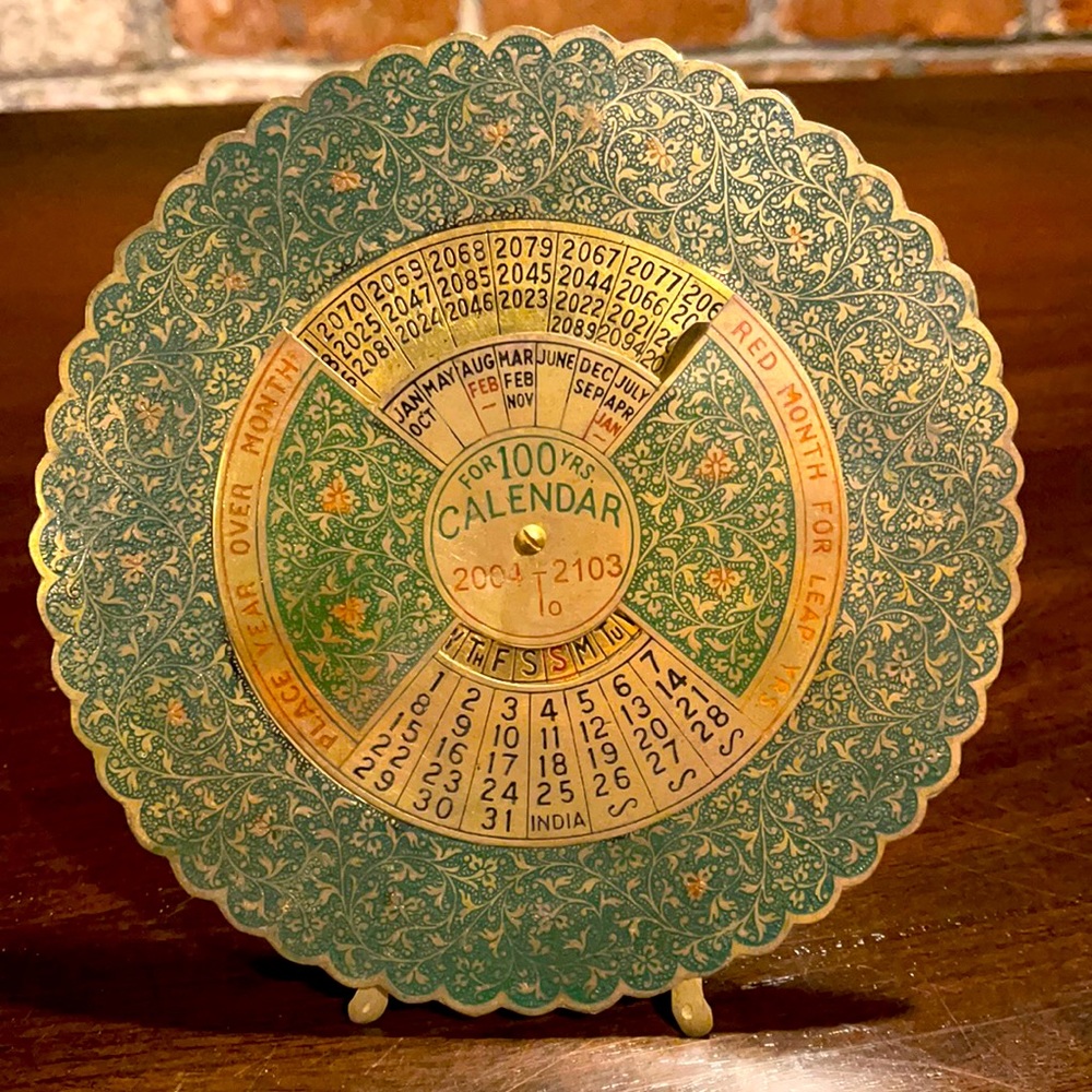 100 year calendar. Made in India.
